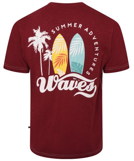 Kam Jeans 5709 Summer Adventure Print Tee Burgundy - Тениски - мъжки тениски големи размери