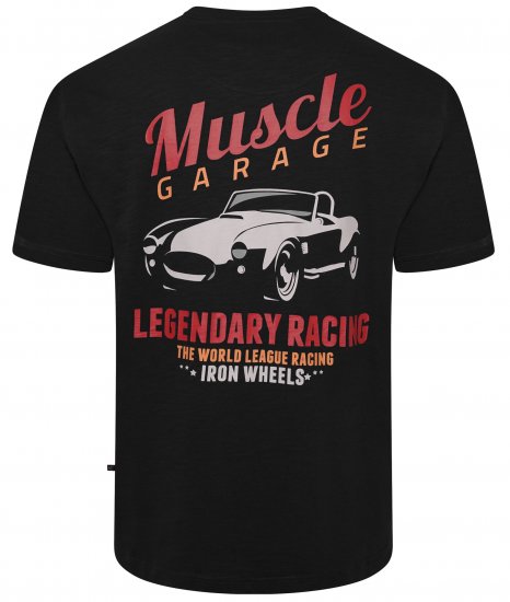 Kam Jeans 5710 Legendary Racing Slub Tee With Back Print Black - Тениски - мъжки тениски големи размери