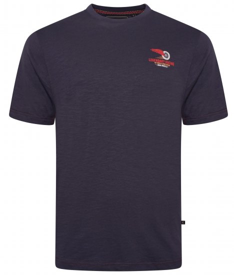 Kam Jeans 5710 Legendary Racing Slub Tee With Back Print Navy - Тениски - мъжки тениски големи размери
