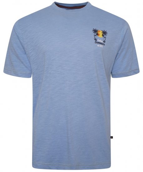 Kam Jeans 5711 Endless Summers Slub Tee With Back Print Blue - Тениски - мъжки тениски големи размери