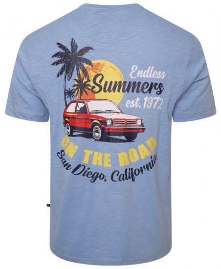 Kam Jeans 5711 Endless Summers Slub Tee With Back Print Blue - Тениски - мъжки тениски големи размери