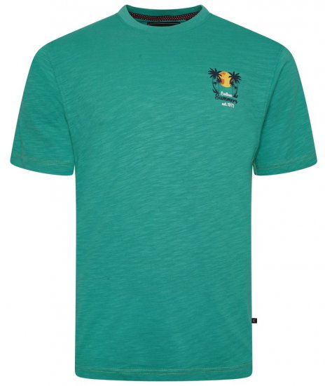 Kam Jeans 5711 Endless Summers Slub Tee With Back Print Emerald - Тениски - мъжки тениски големи размери