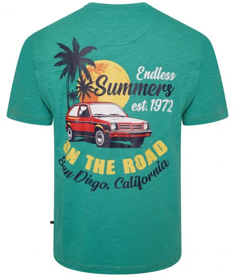 Kam Jeans 5711 Endless Summers Slub Tee With Back Print Emerald - Тениски - мъжки тениски големи размери