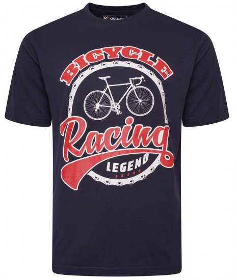 Kam Jeans 5712 Twin Pack Motorcycle/Cycle Print Tee Black and Navy - Тениски - мъжки тениски големи размери