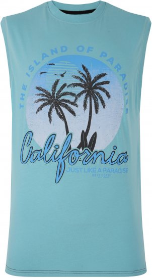 Kam Jeans 5727 California Paradise Sleeveless T-Shirt Light Blue - Тениски - мъжки тениски големи размери