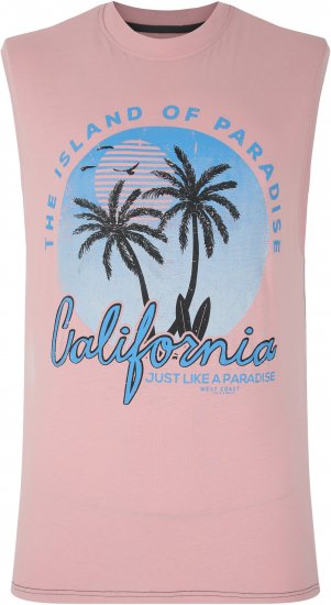 Kam Jeans 5727 California Paradise Sleeveless T-Shirt Pink - Тениски - мъжки тениски големи размери