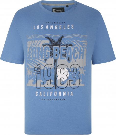 Kam Jeans 5729 Long Beach Print T-Shirt Blue Marl - Тениски - мъжки тениски големи размери