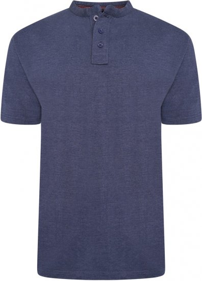 Kam Jeans 5744 Textured Jersey Grandad Top Indigo - Поло тениски - мъжки тениски с яка големи размери