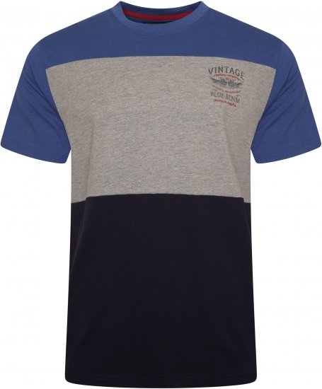 Kam Jeans 5746 Cut & Sew T-Shirt with Print Blue - Тениски - мъжки тениски големи размери