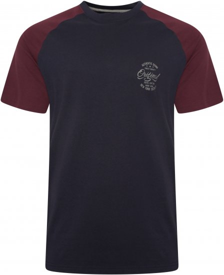 Kam Jeans 5747 Raglan T-Shirt with Print Navy - Тениски - мъжки тениски големи размери