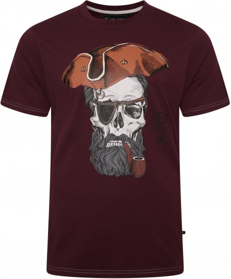 Kam Jeans 5752 Real Pirates Print T-Shirt Dark Red - Тениски - мъжки тениски големи размери