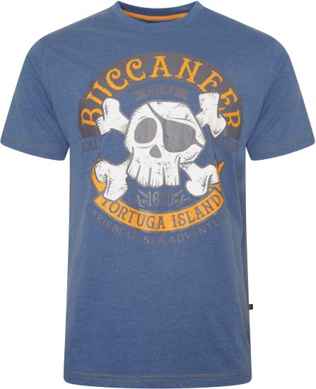 Kam Jeans 5753 Buccaneer Print T-Shirt Blue - Тениски - мъжки тениски големи размери
