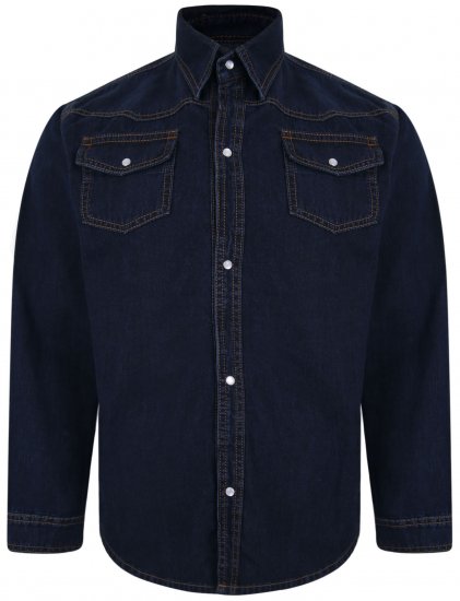 Kam Jeans 602 Denim Shirt Indigo - Ризи - мъжки ризи големи размери