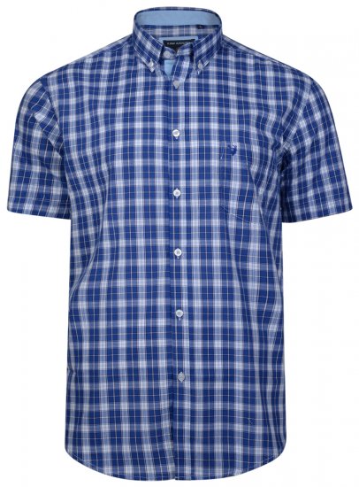 Kam Jeans 6155 Short Sleeve Check Shirt Blue - Ризи - мъжки ризи големи размери