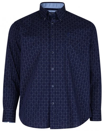 Kam Jeans 6158 Long Sleeve Dobby Embroidery Shirt Navy - Ризи - мъжки ризи големи размери
