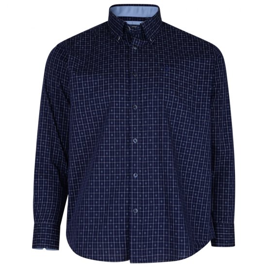 Kam Jeans 6158 Long Sleeve Dobby Embroidery Shirt Navy - Ризи - мъжки ризи големи размери