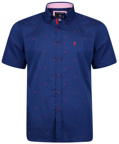 Kam Jeans 6160 Short Sleeve Dobby Print Shirt Twilight Blue - Ризи - мъжки ризи големи размери