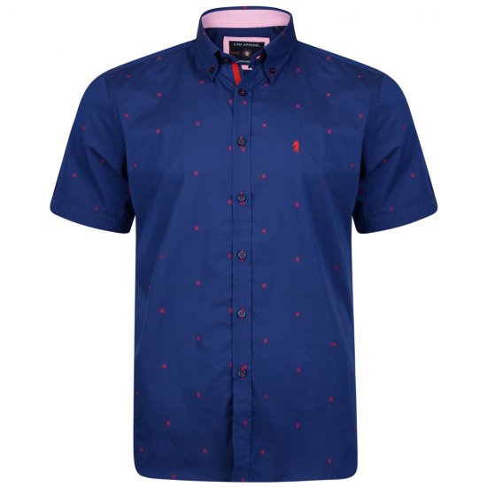 Kam Jeans 6160 Short Sleeve Dobby Print Shirt Twilight Blue - Ризи - мъжки ризи големи размери