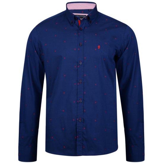 Kam Jeans 6160 Long Sleeve Dobby Print Shirt Twilight Blue - Ризи - мъжки ризи големи размери