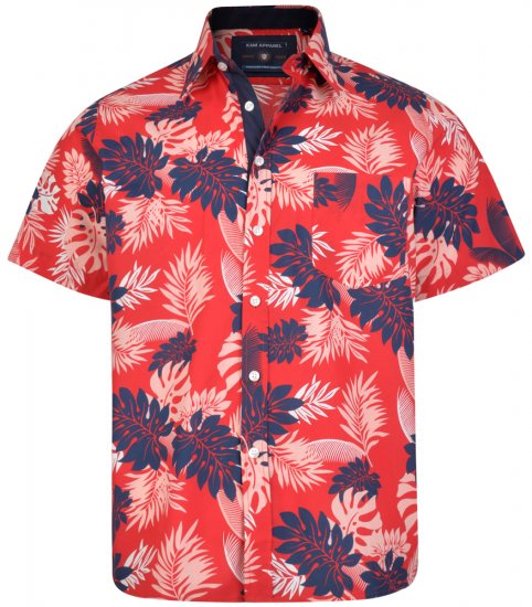 Kam Jeans 6166 Hawaii Shirt Red - Ризи - мъжки ризи големи размери
