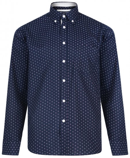 Kam Jeans 6176 Long Sleeve Shirt Navy - Ризи - мъжки ризи големи размери