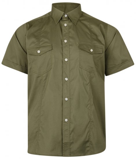 Kam Jeans Retro Short Sleeve Stretch Shirt Khaki - Ризи - мъжки ризи големи размери
