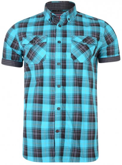 Kam Jeans 6184 Short Sleeve Shirt Teal - Ризи - мъжки ризи големи размери