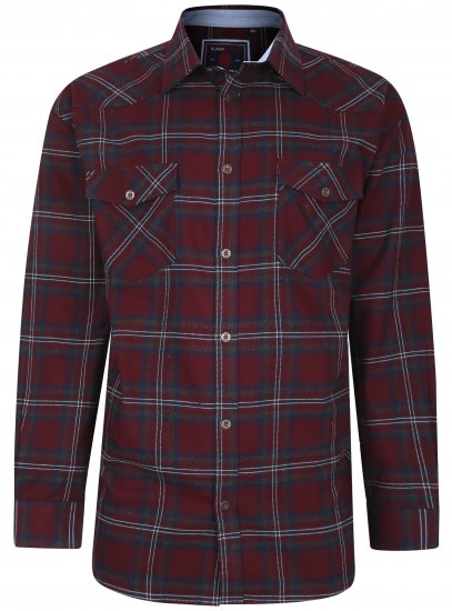Kam Jeans 6194 Long Sleeve Flannel Shirt Burgundy - Ризи - мъжки ризи големи размери