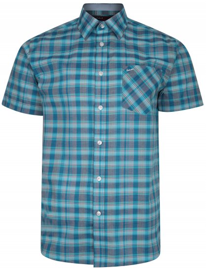 Kam Jeans 6201 Summer Casual Check Shirt Aqua - Ризи - мъжки ризи големи размери