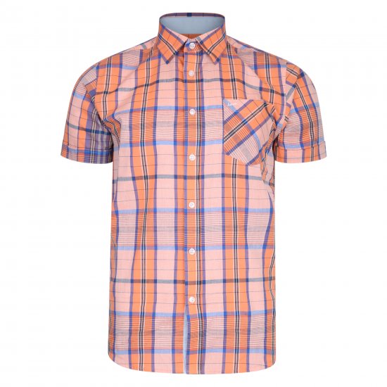 Kam Jeans 6201 Summer Casual Check Shirt Peach - Ризи - мъжки ризи големи размери