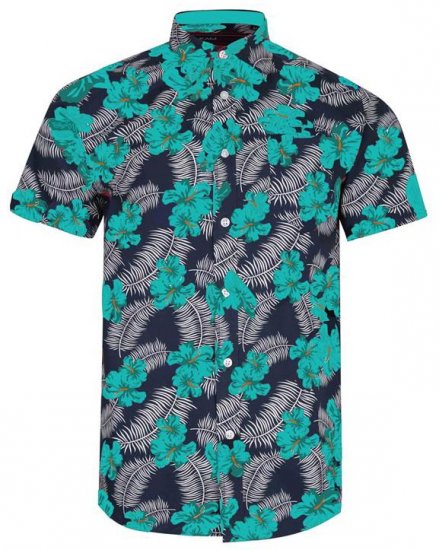 Kam Jeans 6207 Floral Print Shirt Turquoise - Ризи - мъжки ризи големи размери