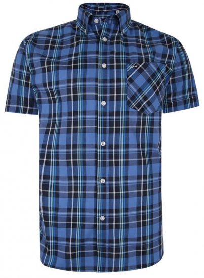 Kam Jeans 6208 SS Casual Check Shirt Denim - Ризи - мъжки ризи големи размери