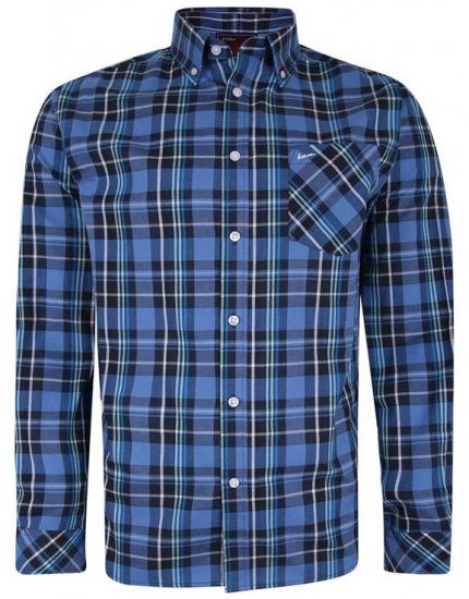 Kam Jeans 6208 LS Casual Check Shirt Denim - Ризи - мъжки ризи големи размери