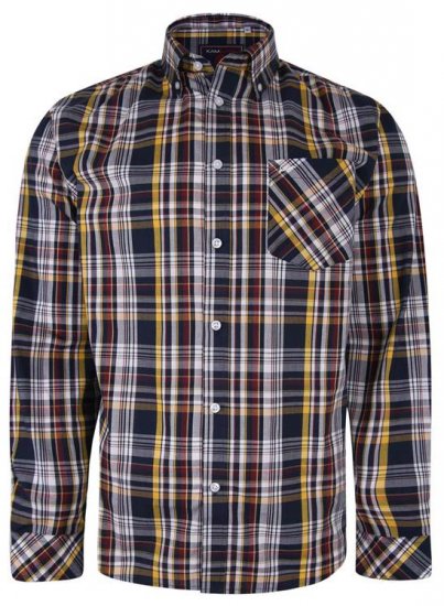 Kam Jeans 6208 LS Casual Check Shirt Navy - Ризи - мъжки ризи големи размери