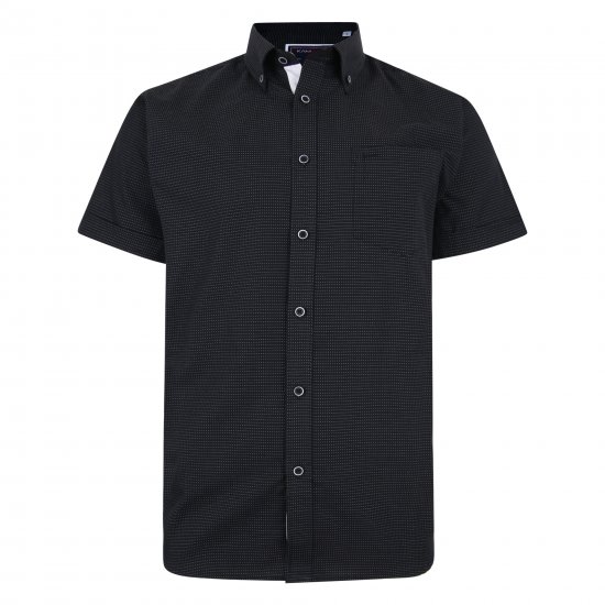Kam Jeans 6210 SS Dobby Stitch Shirt Black - Ризи - мъжки ризи големи размери
