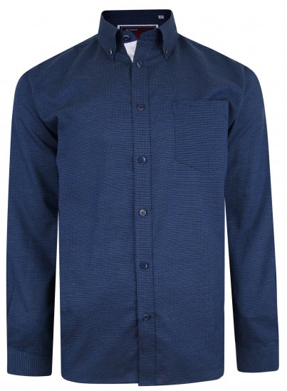 Kam Jeans 6210 LS Dobby Stitch Shirt Indigo - Ризи - мъжки ризи големи размери