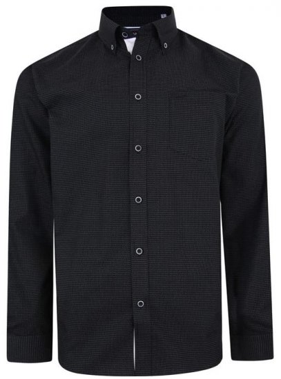 Kam Jeans 6210 LS Dobby Stitch Shirt Black - Ризи - мъжки ризи големи размери
