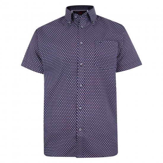 Kam Jeans 6211 SS Dobby Print Shirt Navy - Ризи - мъжки ризи големи размери