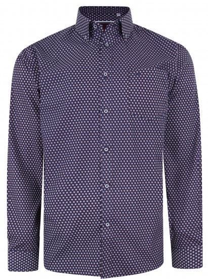 Kam Jeans 6211 LS Dobby Stitch Shirt Navy - Ризи - мъжки ризи големи размери