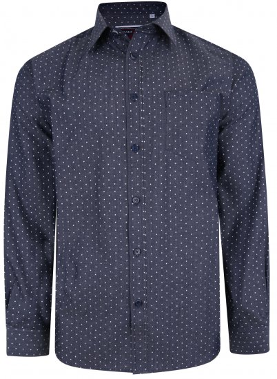 Kam Jeans KBS 6212 Star Print Chambray Shirt Indigo - Ризи - мъжки ризи големи размери
