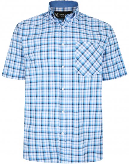 Kam Jeans 6214 Check Shirt Blue - Ризи - мъжки ризи големи размери