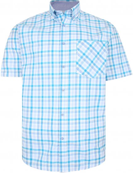 Kam Jeans 6215 Summer Check Shirt Turquoise - Ризи - мъжки ризи големи размери