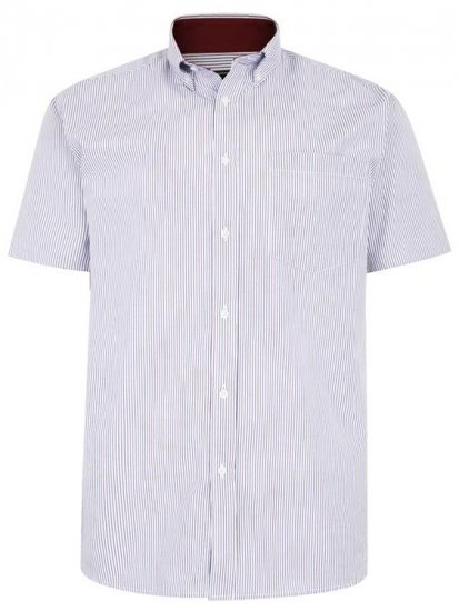 Kam Jeans 6218 SS Casual Stripe Shirt Burgundy - Ризи - мъжки ризи големи размери