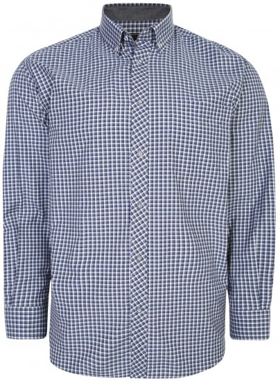 Kam Jeans 6219 LS Mini Gingham Check Shirt Charcoal - Ризи - мъжки ризи големи размери