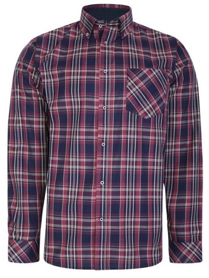 Kam Jeans 6221 Casual Checked Shirt Plum - Ризи - мъжки ризи големи размери