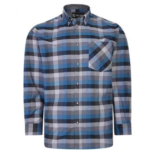 Kam Jeans 6222 Grazed Check Pattern Shirt Turquoise - Ризи - мъжки ризи големи размери
