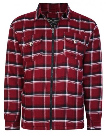 Kam Jeans 6231 Sherpa Lined Flannel Shirt with Zipper Burgundy - Ризи - мъжки ризи големи размери