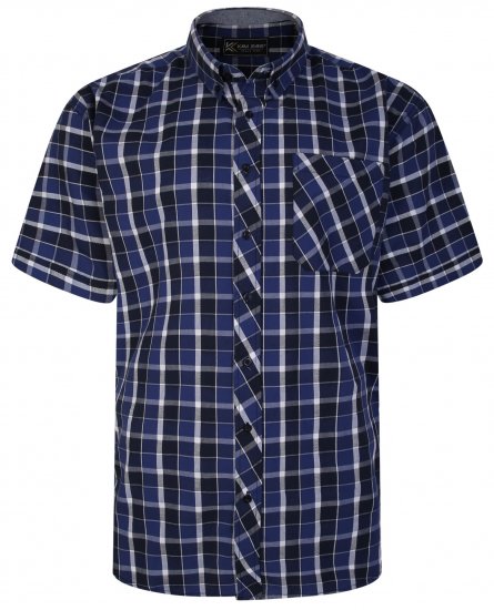 Kam Jeans 6240 SS Check Shirt Navy - Ризи - мъжки ризи големи размери