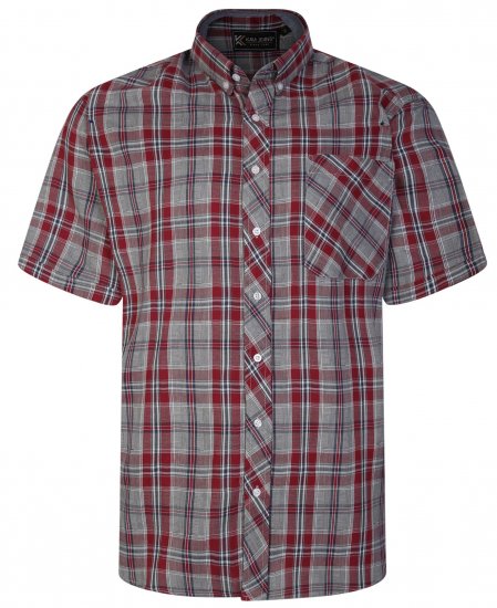 Kam Jeans 6241 SS Check Shirt Burgundy - Ризи - мъжки ризи големи размери
