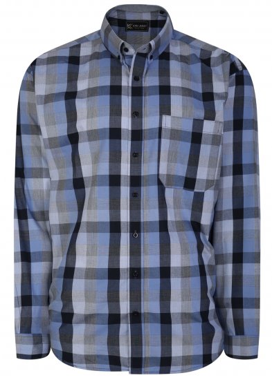 Kam Jeans 6242 Long Sleeve Casual Checked Shirt Blue - Ризи - мъжки ризи големи размери